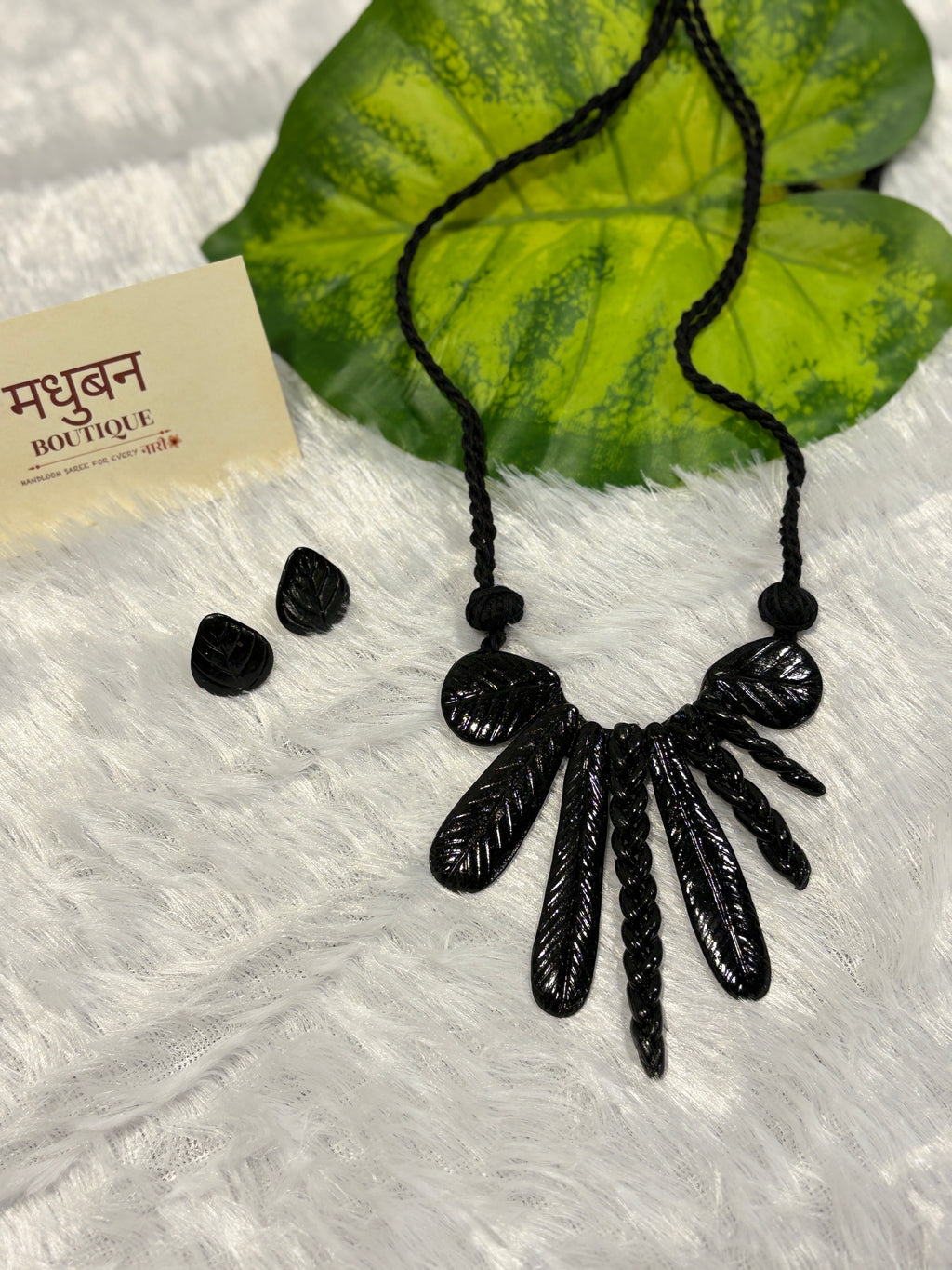 Polymer clay boho design neckpiece(black)| CJB001