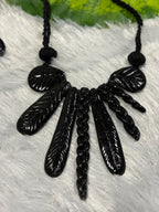 Polymer clay boho design neckpiece(black)| CJB001