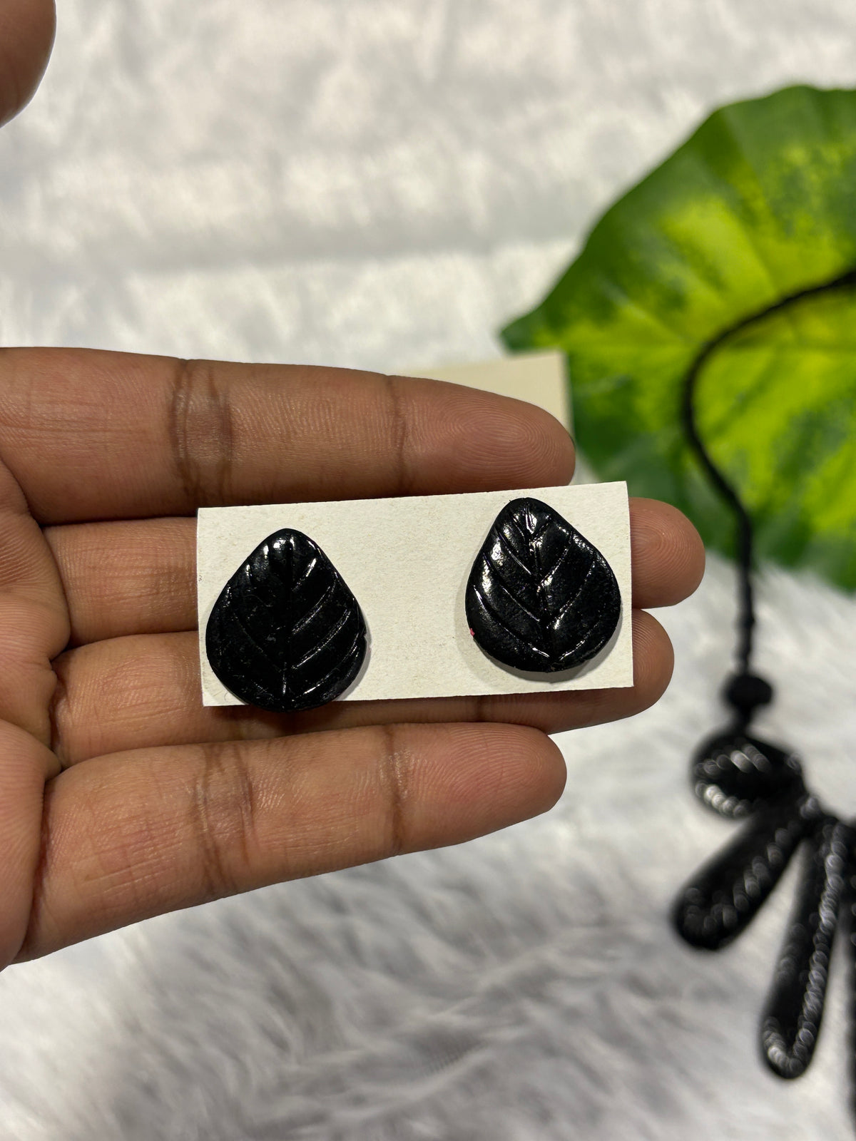 Polymer clay boho design neckpiece(black)| CJB001