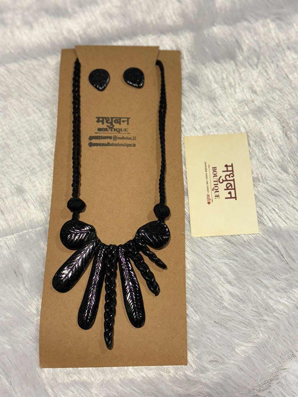 Polymer clay boho design neckpiece(black)| CJB001