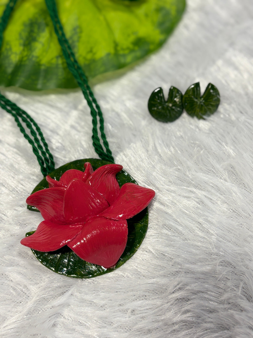 Polymer clay Big lotus neckpiece| CJ011