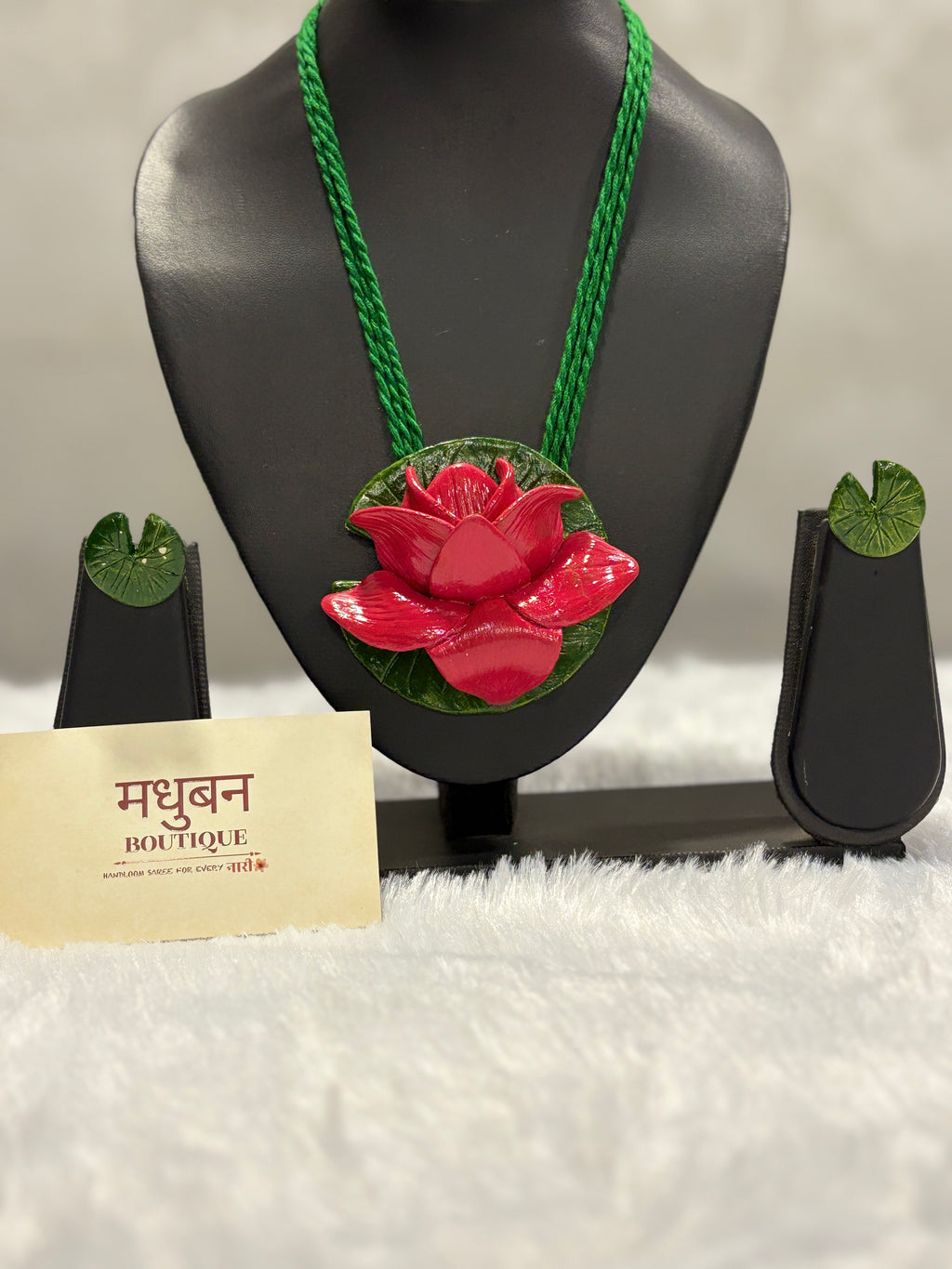 Polymer clay Big lotus neckpiece| CJ011