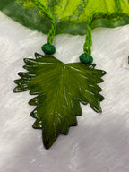 Polymer clay green maple leaf neckpiece| CJ009