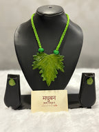 Polymer clay green maple leaf neckpiece| CJ009