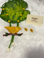 Polymer clay Big bird neckpiece with shells(yellow)| CJBI002