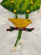Polymer clay Big bird neckpiece with shells(yellow)| CJBI002