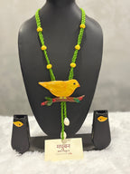 Polymer clay Big bird neckpiece with shells(yellow)| CJBI002