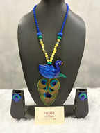 Polymer clay Peacock neckpiece with real peacock feathers| CJP001