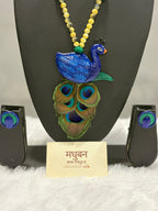 Polymer clay Peacock neckpiece with real peacock feathers| CJP001