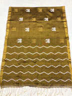Tissue linen dragonfly saree with zari pallu | Copper|TL005