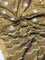 Tissue linen dragonfly saree with zari pallu | Copper|TL005
