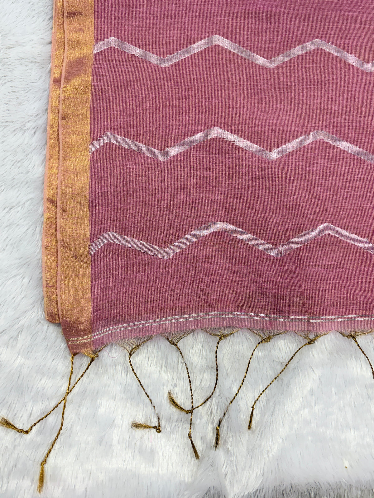 Tissue linen dragonfly saree with zari pallu |Baby pink|TL003