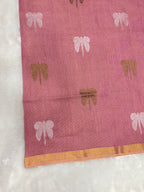Tissue linen dragonfly saree with zari pallu |Baby pink|TL003
