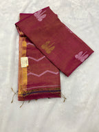 Tissue linen dragonfly saree with zari pallu | pink|TL001