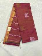 Tissue linen dragonfly saree with zari pallu | pink|TL001