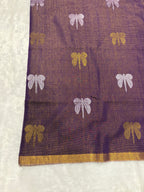 Tissue linen dragonfly saree with zari pallu | Lilac|TL006