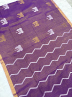 Tissue linen dragonfly saree with zari pallu | Lilac|TL006