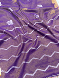 Tissue linen dragonfly saree with zari pallu | Lilac|TL006