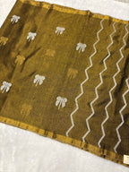 Tissue linen dragonfly saree with zari pallu | Copper|TL005