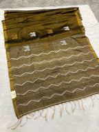 Tissue linen dragonfly saree with zari pallu | Copper|TL005