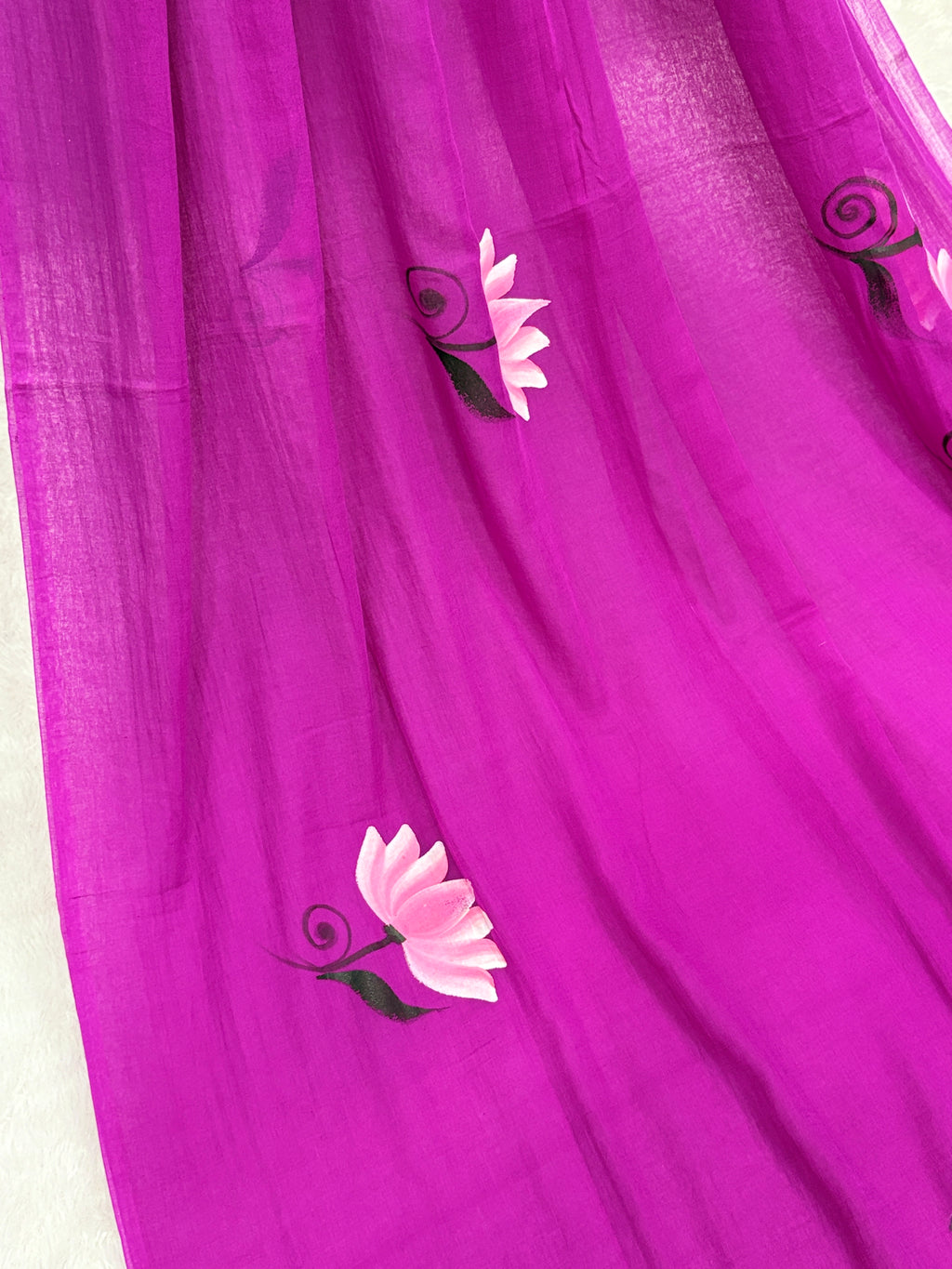 Handpainted MEERA face painting saree|Magenta|HPMEERA02