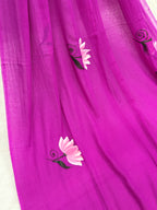 Handpainted MEERA face painting saree|Magenta|HPMEERA02