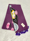 Handpainted MEERA face painting saree|Lilac|HPMEERA01