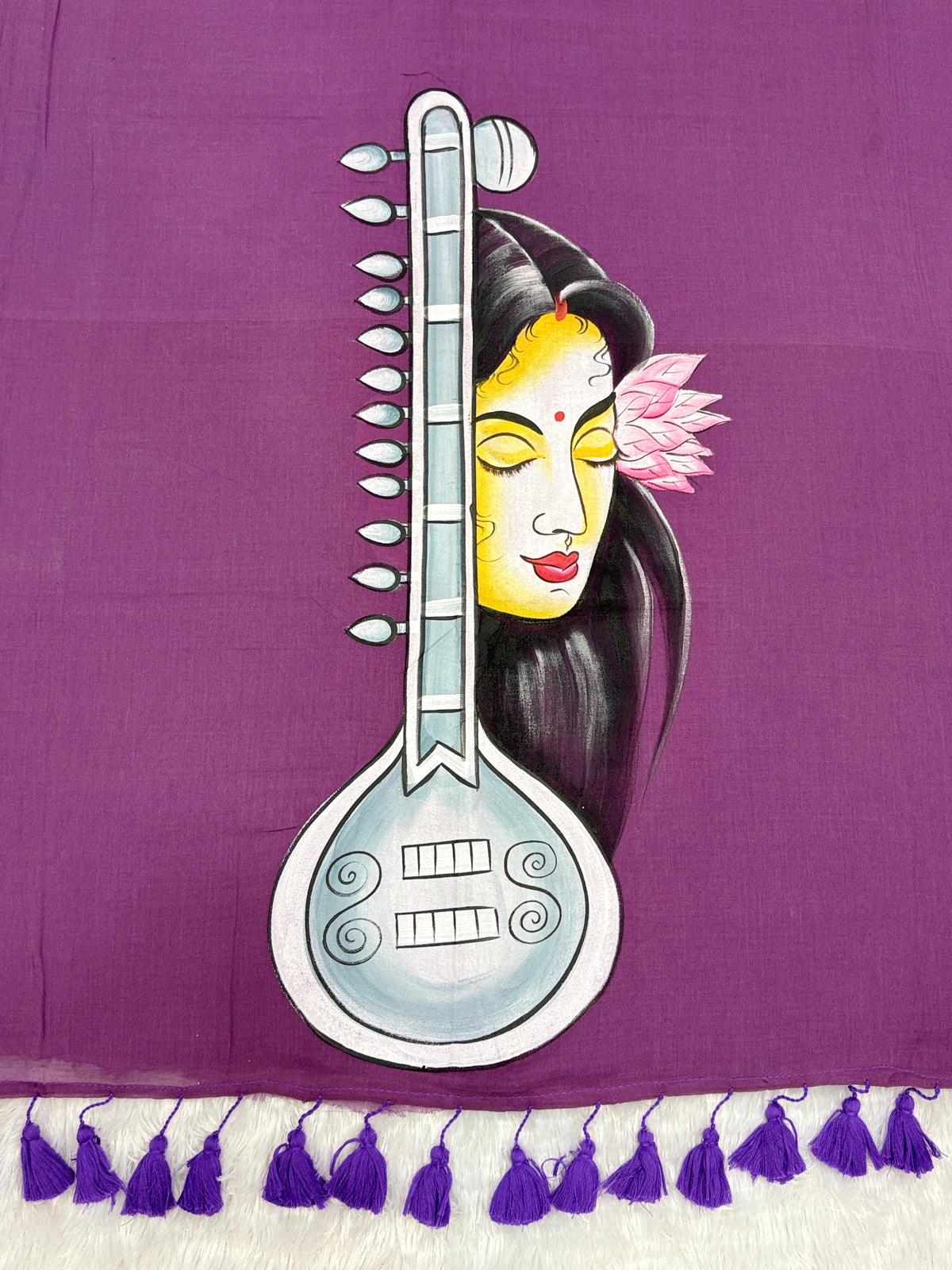Handpainted MEERA face painting saree|Lilac|HPMEERA01