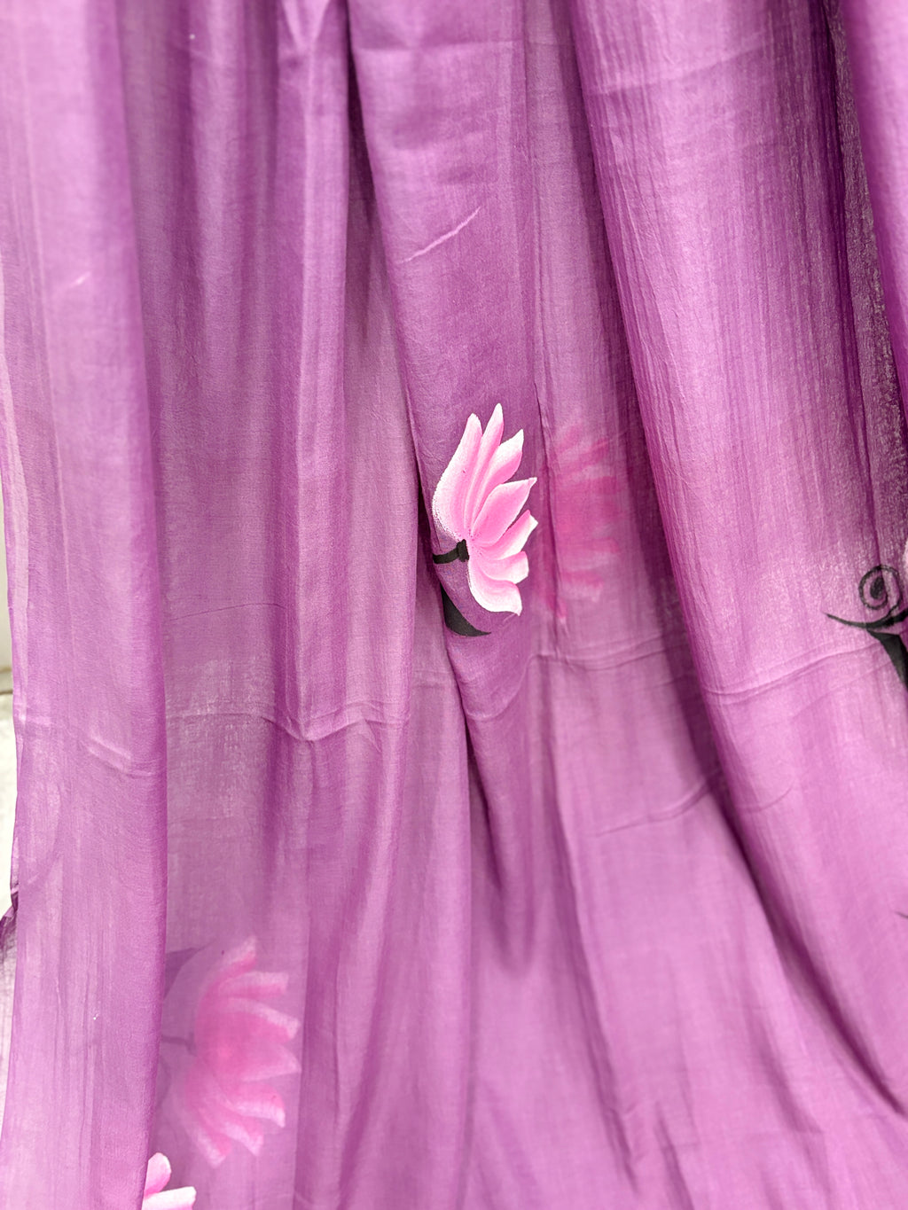 Handpainted MEERA face painting saree|Lilac|HPMEERA01