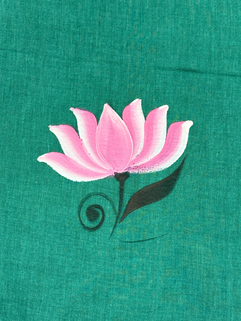 Handpainted MEERA face painting saree|Green|HPMEERA04