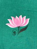 Handpainted MEERA face painting saree|Green|HPMEERA04