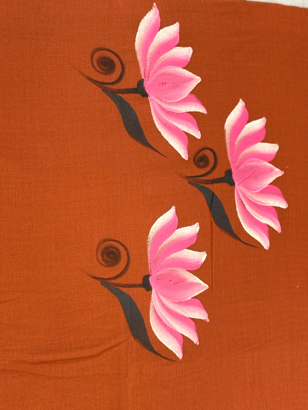 Handpainted MEERA face painting saree|Rust red|HPMEERA03