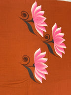 Handpainted MEERA face painting saree|Rust red|HPMEERA03
