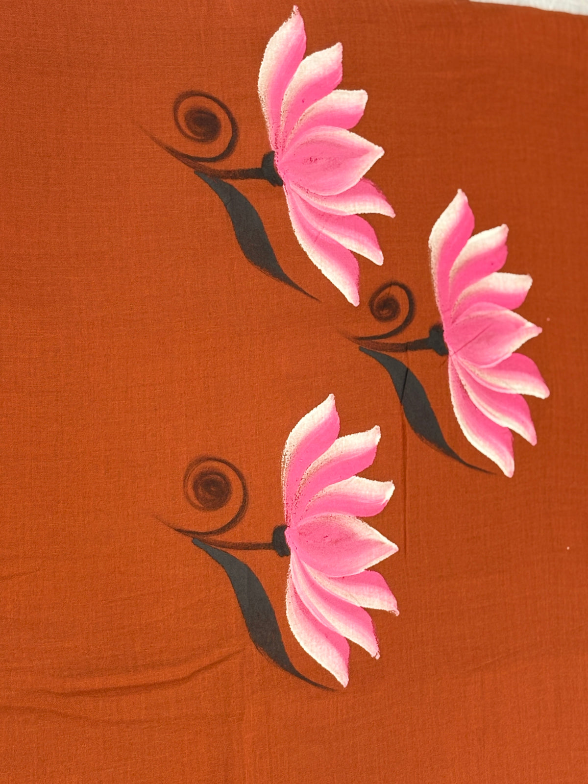 Handpainted MEERA face painting saree|Rust red|HPMEERA03