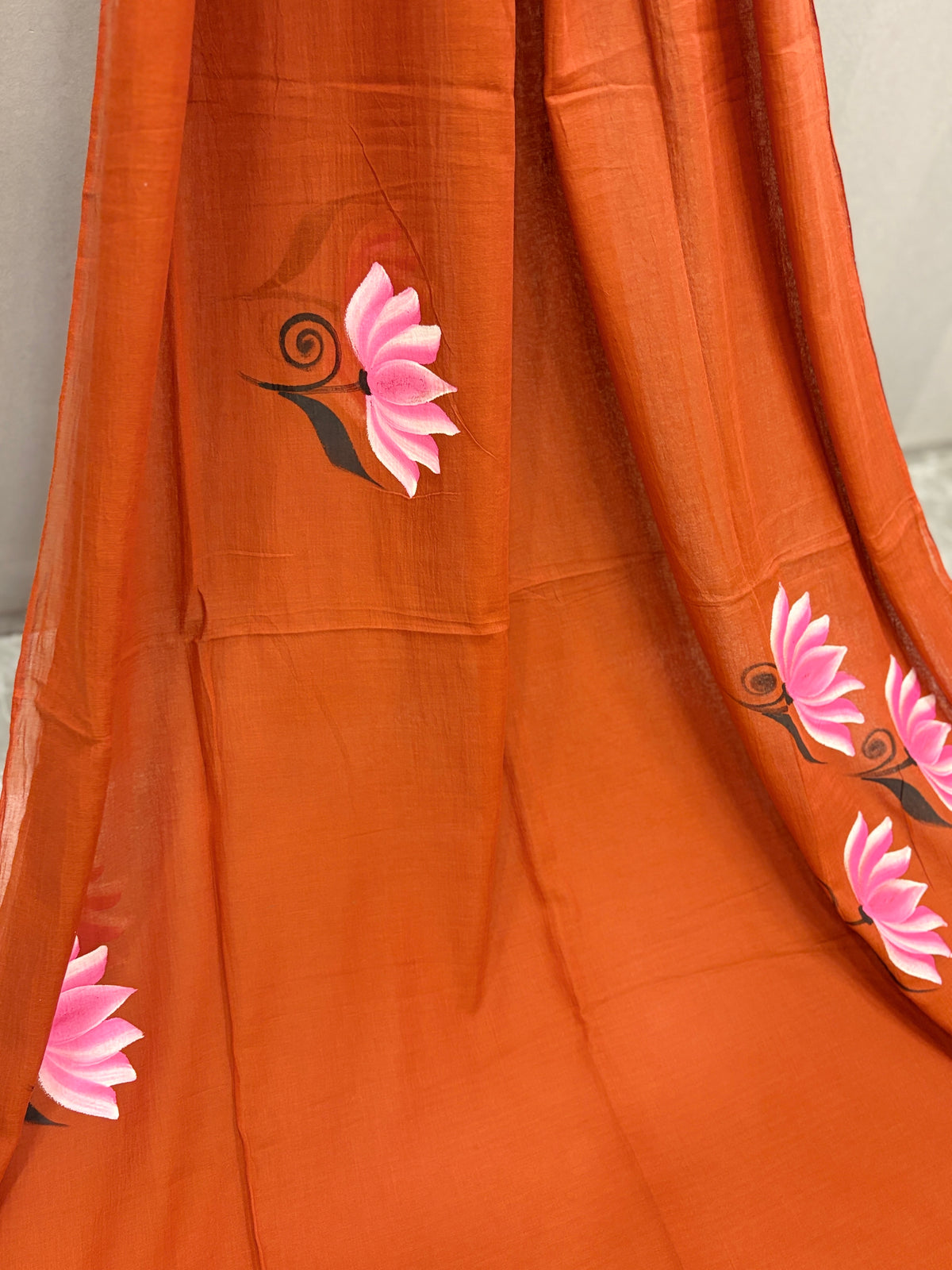 Handpainted MEERA face painting saree|Rust red|HPMEERA03