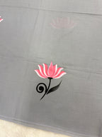Handpainted MEERA face painting saree|Grey|HPMEERA06