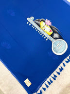 Handpainted MEERA face painting saree|Blue|HPMEERA05