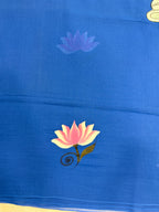 Handpainted MEERA face painting saree|Blue|HPMEERA05