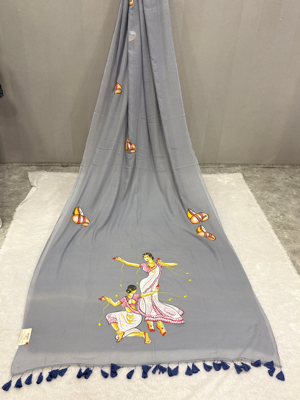Handpainted devdas saree|Mehendi green|HPDEV03