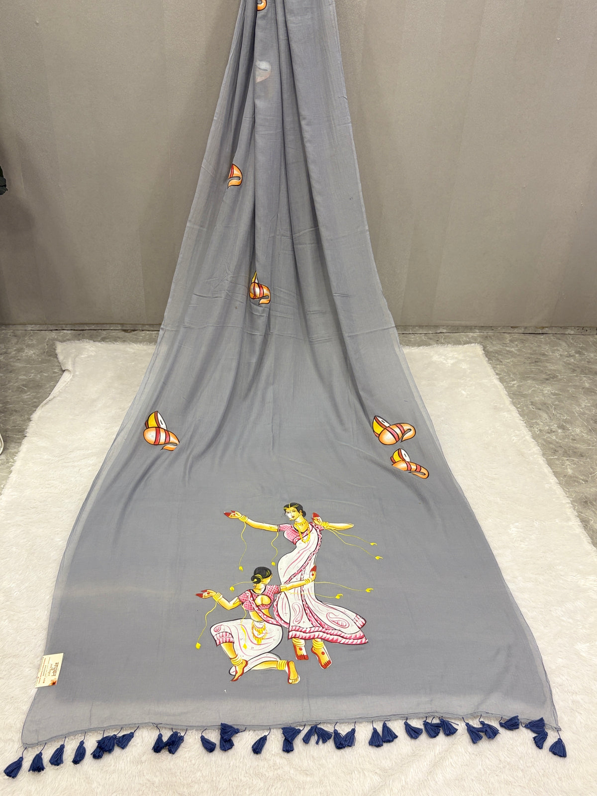 Handpainted devdas saree|Mehendi green|HPDEV03