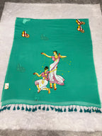 Handpainted devdas saree|Apple green|HPDEV04