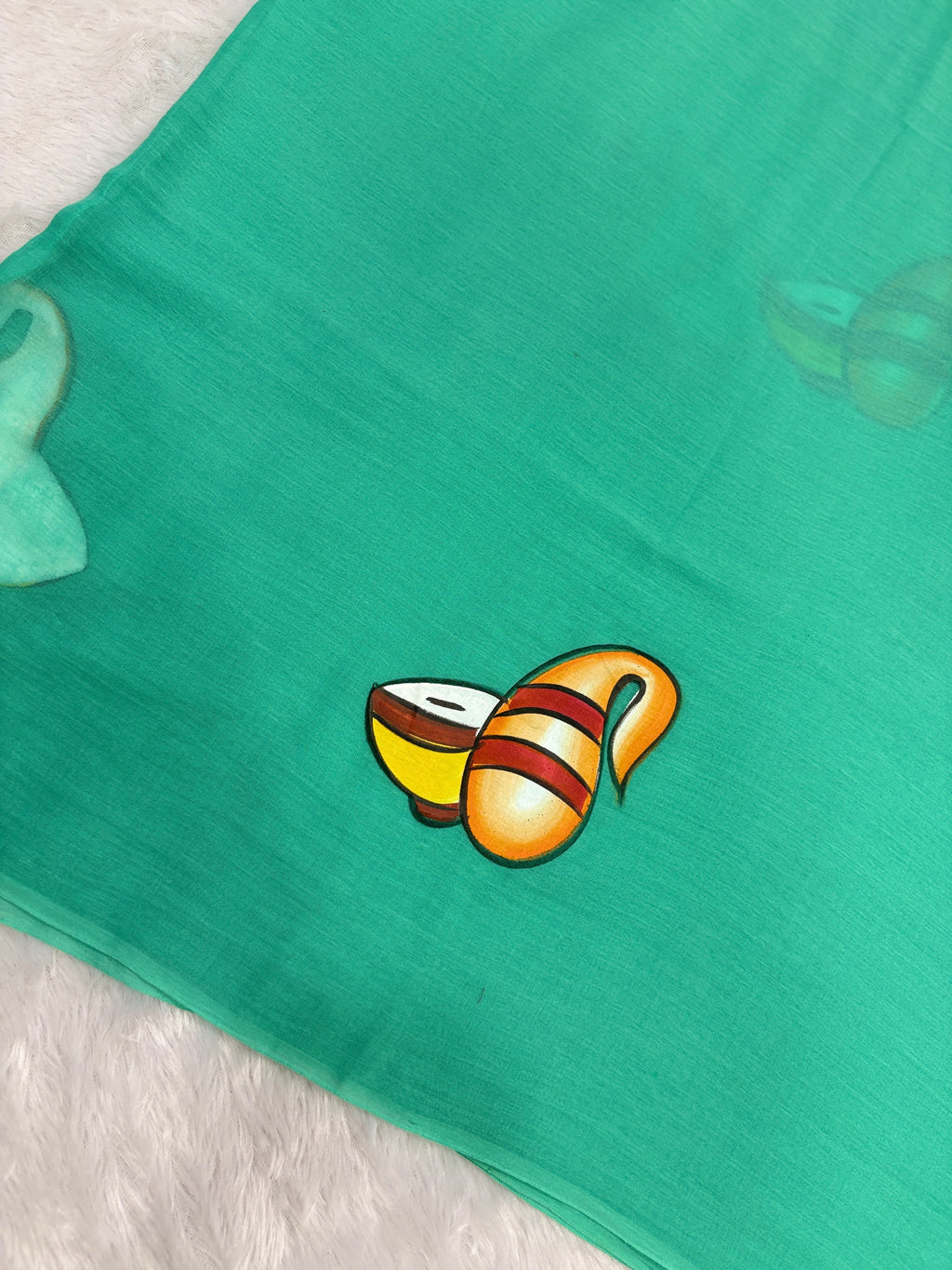 Handpainted devdas saree|Apple green|HPDEV04