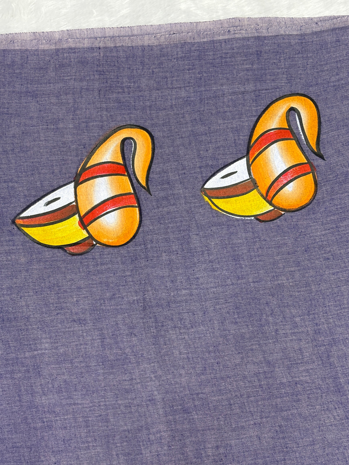 Handpainted devdas saree|Lilac|HPDEV05