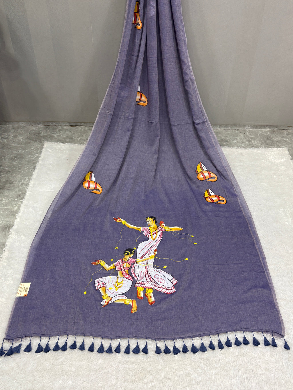 Handpainted devdas saree|Lilac|HPDEV05