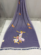 Handpainted devdas saree|Lilac|HPDEV05