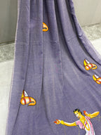 Handpainted devdas saree|Lilac|HPDEV05