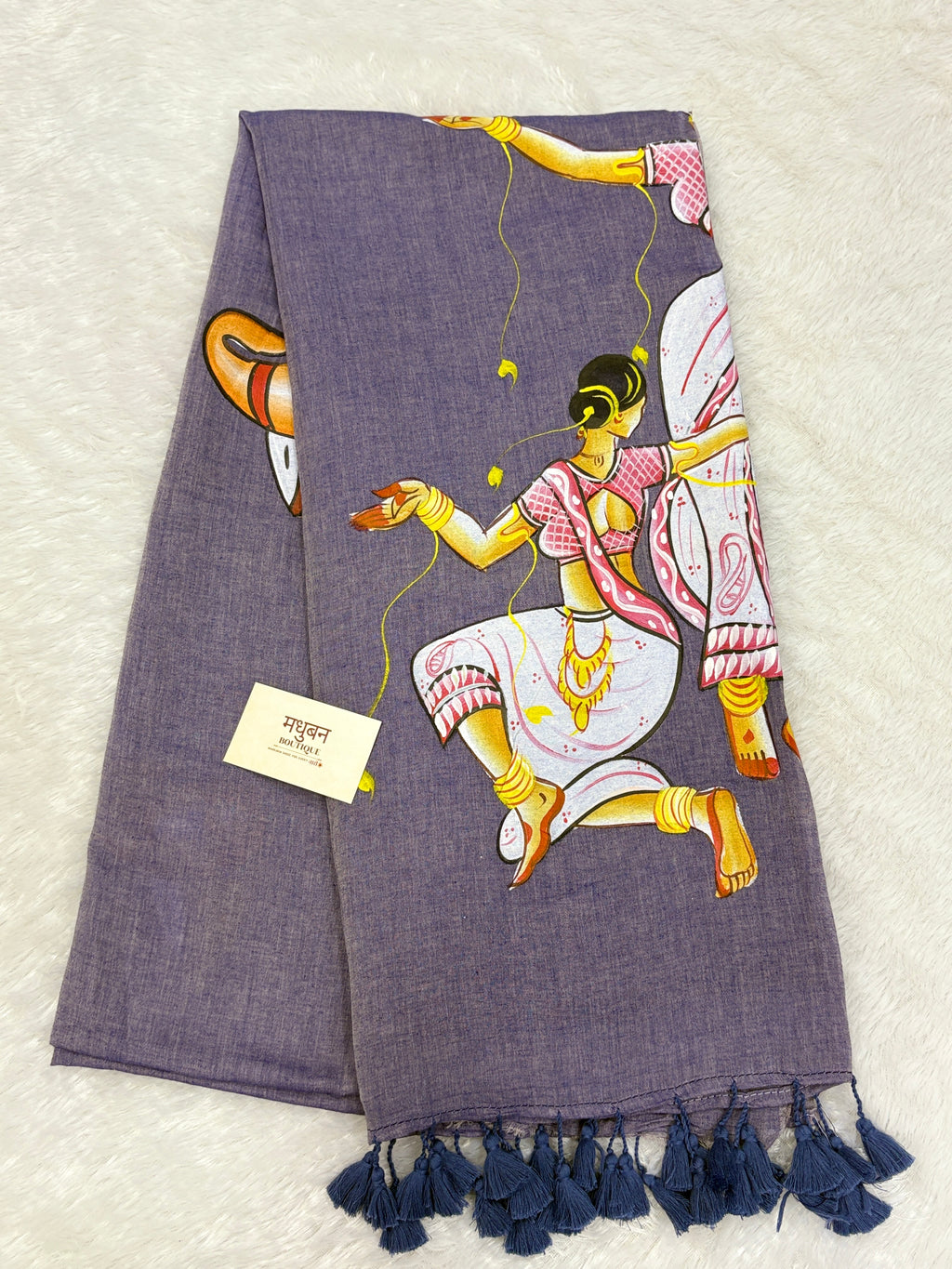 Handpainted devdas saree|Lilac|HPDEV05