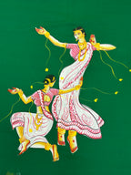 Handpainted devdas saree|green|HPDEV01