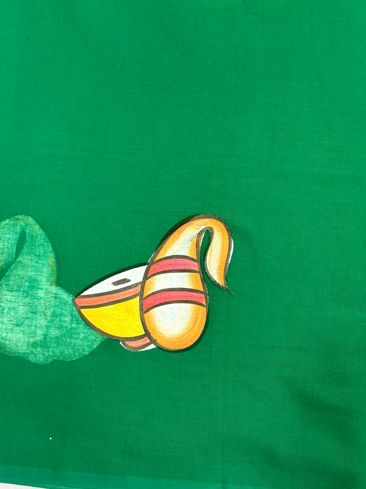 Handpainted devdas saree|green|HPDEV01