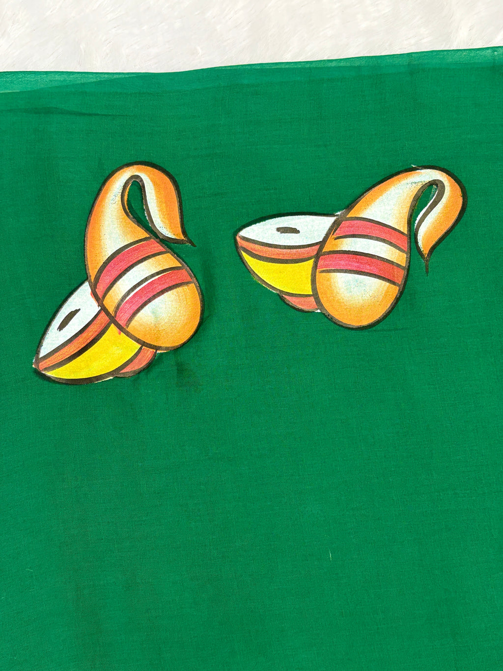 Handpainted devdas saree|green|HPDEV01